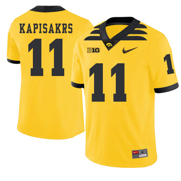 2019 Men #11 Connor Kapisakrs Iowa Hawkeyes College Football Alternate Jerseys Sale-Gold - Click Image to Close